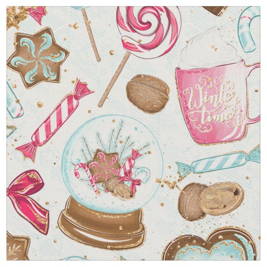 Lebkuchen-Küchen-Plätzchen-Süßigkeits-Gewebe Stoff (Nahaufnahme)