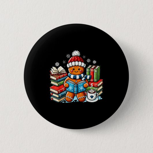 Lebkuchen Leselhrer Buchliebhaber Bibliothek Kinde Button (Vorderseite)