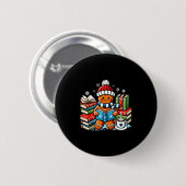 Lebkuchen Leselhrer Buchliebhaber Bibliothek Kinde Button (Vorne & Hinten)