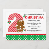 Lebkuchen-Mädchen-2. Geburtstag Einladung (Vorne/Hinten)