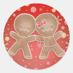 Lebkuchen Mädchen Junge Pfefferminz Feiertag Weihn Runder Aufkleber