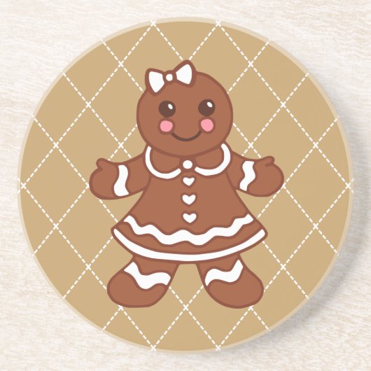 Lebkuchen-Mädchen-Unterlage Sandstein Untersetzer (Vorne)