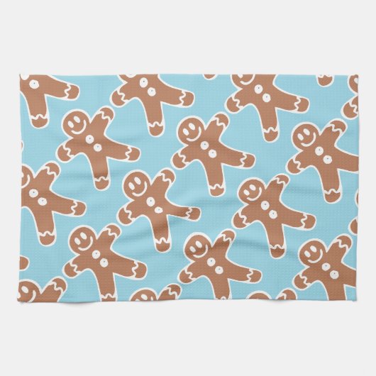Lebkuchen-Mann auf Blau Küchentuch (Horizontal)