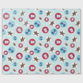 Lebkuchen-Mann-Blau kreist Weihnachten und Geschenkpapier (Flach)