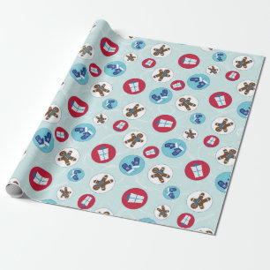 Lebkuchen-Mann-Blau kreist Weihnachten und Geschenkpapier