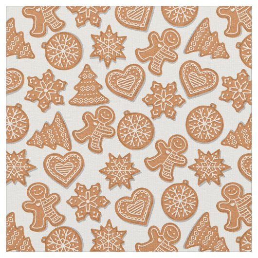 Lebkuchen Mann Cookies Niedlich Weihnachten Stoff (Nahaufnahme)