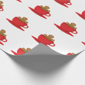 Lebkuchen Mann entspannt in heißer Schokolade Rot Geschenkpapier (Ecke)