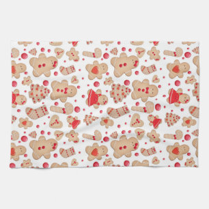 Lebkuchen-Mann gebackene Kekse rustikal whimsiisch Küchentuch