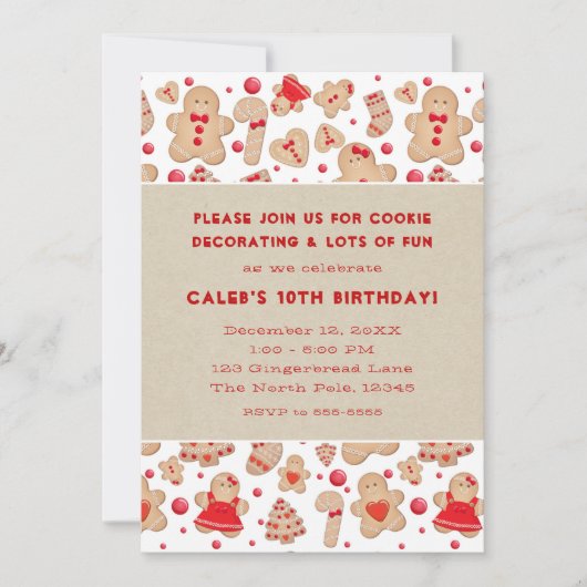 Lebkuchen Mann gebackene Kekse Rustikale Whimsical Einladung (Vorderseite)