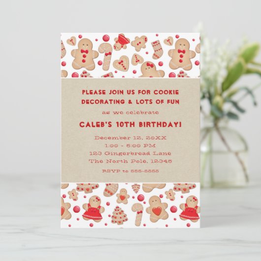 Lebkuchen Mann gebackene Kekse Rustikale Whimsical Einladung (Stehend Vorderseite)