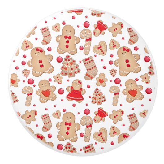 Lebkuchen Mann gebackene Kekse Rustikale Whimsical Keramikknauf (Vorderseite)