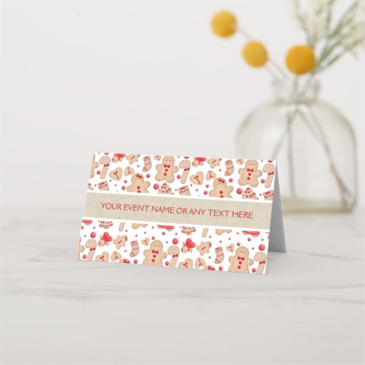 Lebkuchen Mann gebackene Kekse Rustikale Whimsical Platzkarte (Vorderseite)