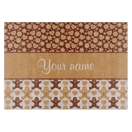 Lebkuchen-Mann-Gesichter und Herzen Schneidebrett (Vorderseite)