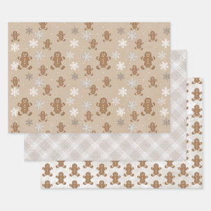Lebkuchen-Mann-Keks-Schneeflocke-Weihnachtsbacken  Geschenkpapier Set