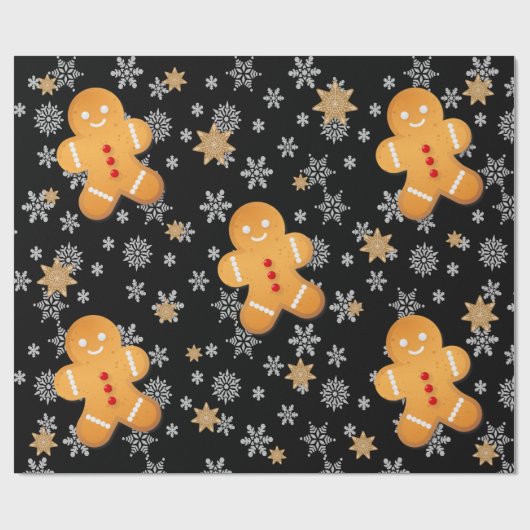 Lebkuchen Mann Lebkuchen Kekse Schneeflocken Geschenkpapier (Flach)