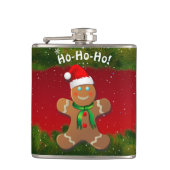 Lebkuchen-Mann mit rotem Weihnachtshut Flachmann (Vorderseite)