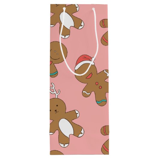 Lebkuchen-Mann-rosa Wein-Geschenk-Tasche Geschenktüte Für Weinflaschen (Rückseite)