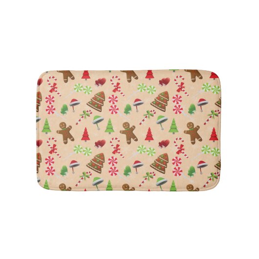 Lebkuchen Mann, Süßigkeiten und Weihnachtsmannmütz Badematte (Vorderseite)