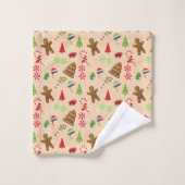 Lebkuchen Mann, Süßigkeiten und Weihnachtsmannmütz Badhandtuch Set (Waschlappen)