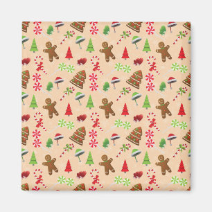 Lebkuchen Mann, Süßigkeiten und Weihnachtsmannmütz Magnet