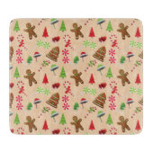 Lebkuchen Mann, Süßigkeiten und Weihnachtsmannmütz Schneidebrett (Vorderseite)