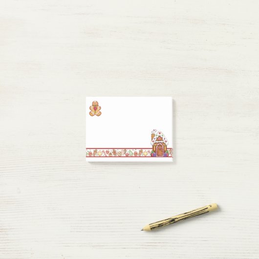 Lebkuchen-Mann-u. Lebkuchen-Haus-Post-it-Zettel Post-it Klebezettel (Auf Schreibtisch)