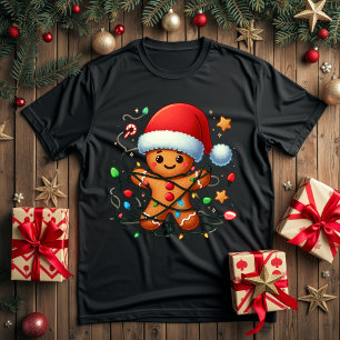 Lebkuchen Mann Weihnachten Weihnachtsmannmütze T-Shirt