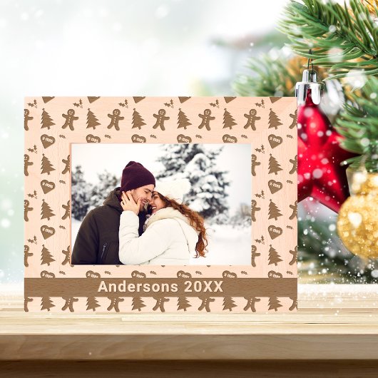 Lebkuchen Mann, Weihnachtsbaum, Herz & Name 7x5 Geätzte Rahmen