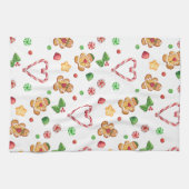 Lebkuchen-Männer und Candycane Herz-Tücher Küchentuch (Horizontal)