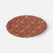 Lebkuchen Männer und Kekse Burgundy Muster Pappteller (Schrägansicht)