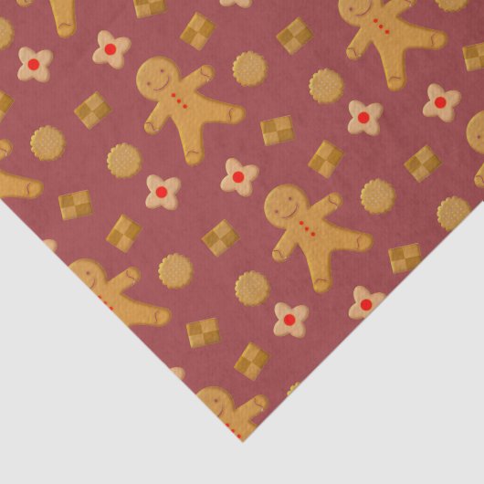 Lebkuchen Männer und Kekse Burgundy Muster Seidenpapier (Ausschnitt)