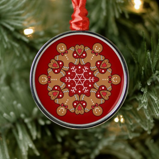 Lebkuchen Männer und Schneeflocken Mandala Ornament Aus Metall (Baum)