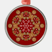 Lebkuchen Männer und Schneeflocken Mandala Ornament Aus Metall (Vorne)