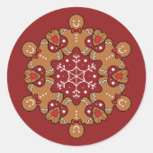 Lebkuchen Männer und Schneeflocken Mandala Runder Aufkleber (Vorderseite)