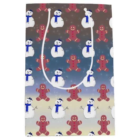 Lebkuchen Männer und Schneemänner, Weihnachtsgesch Mittlere Geschenktüte (Vorderseite)