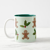 Lebkuchen-Männer und Stechpalme Zweifarbige Tasse (Links)