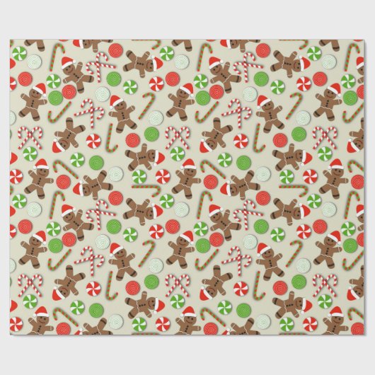 Lebkuchen-Männer und Süßigkeits-Packpapier Geschenkpapier (Flach)
