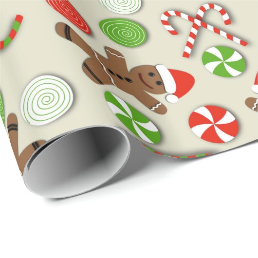 Lebkuchen-Männer und Süßigkeits-Packpapier Geschenkpapier (Rolleneckpunkt)