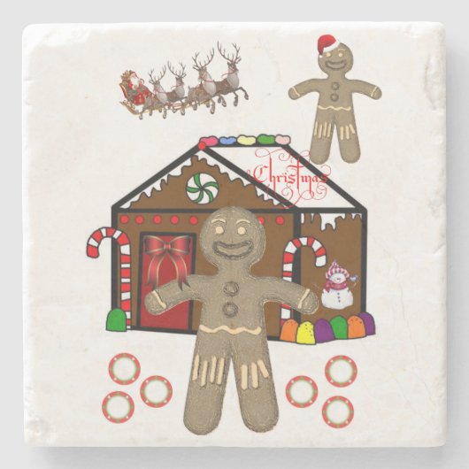 Lebkuchen-Marmor-Stein-Untersetzer Weihnachten Steinuntersetzer (Vorderseite)