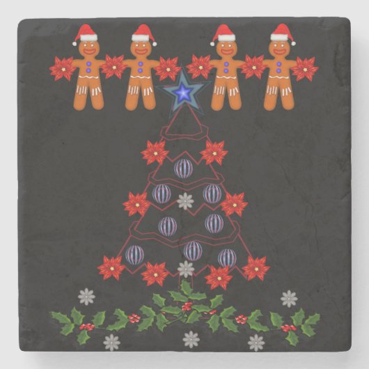 Lebkuchen-Marmor-Stein-Untersetzer Weihnachten Steinuntersetzer (Vorderseite)