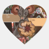 Lebkuchen-Maus-Weihnachts-Ein- und Aus-Geschenk-Au Herz-Aufkleber (Vorderseite)