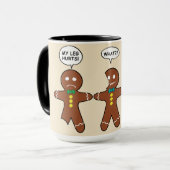 Lebkuchen Mein Leg Hurts Spaß Schwarz Tasse (Vorderseite Links)
