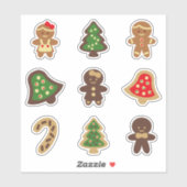 Lebkuchen Menschen, Glocken, Bäume Weihnachtskekse Aufkleber (Blatt)