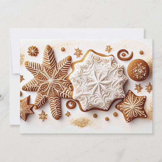 Lebkuchen mit Cinnamon Schneeflocken Feiertagskarte (Vorderseite)