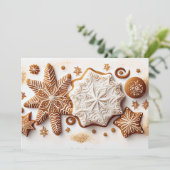 Lebkuchen mit Cinnamon Schneeflocken Feiertagskarte (Stehend Vorderseite)
