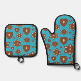 Lebkuchen mit Mandeln Ofenhandschuh & Topflappen-Set