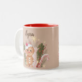 Lebkuchen oben mit einer Kirsche Zweifarbige Tasse (Vorderseite Links)