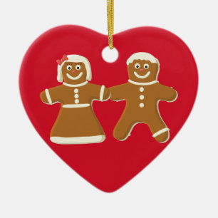 Lebkuchen-Paar auf rotem Keramikornament