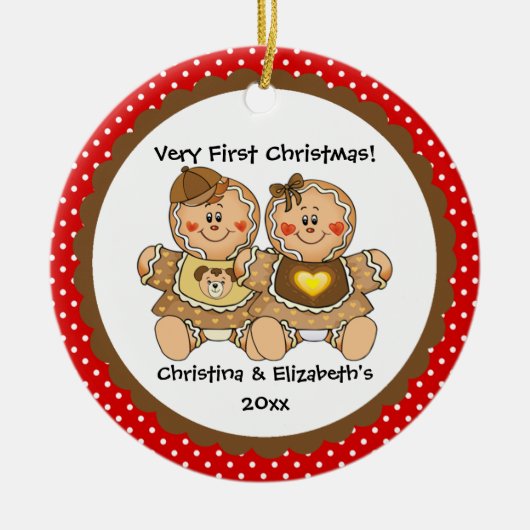 Lebkuchen paart erste Verzierung des Babys Keramik Ornament (Vorne)