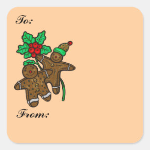 Lebkuchen-Plätzchen-Geschenk-Umbau-Aufkleber Quadratischer Aufkleber